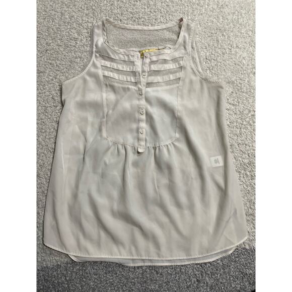 Vera Wang Princess Womens Sz Small Sheer Sleeveless Shell Scoop Neck Top Cream - Picture 1 of 7